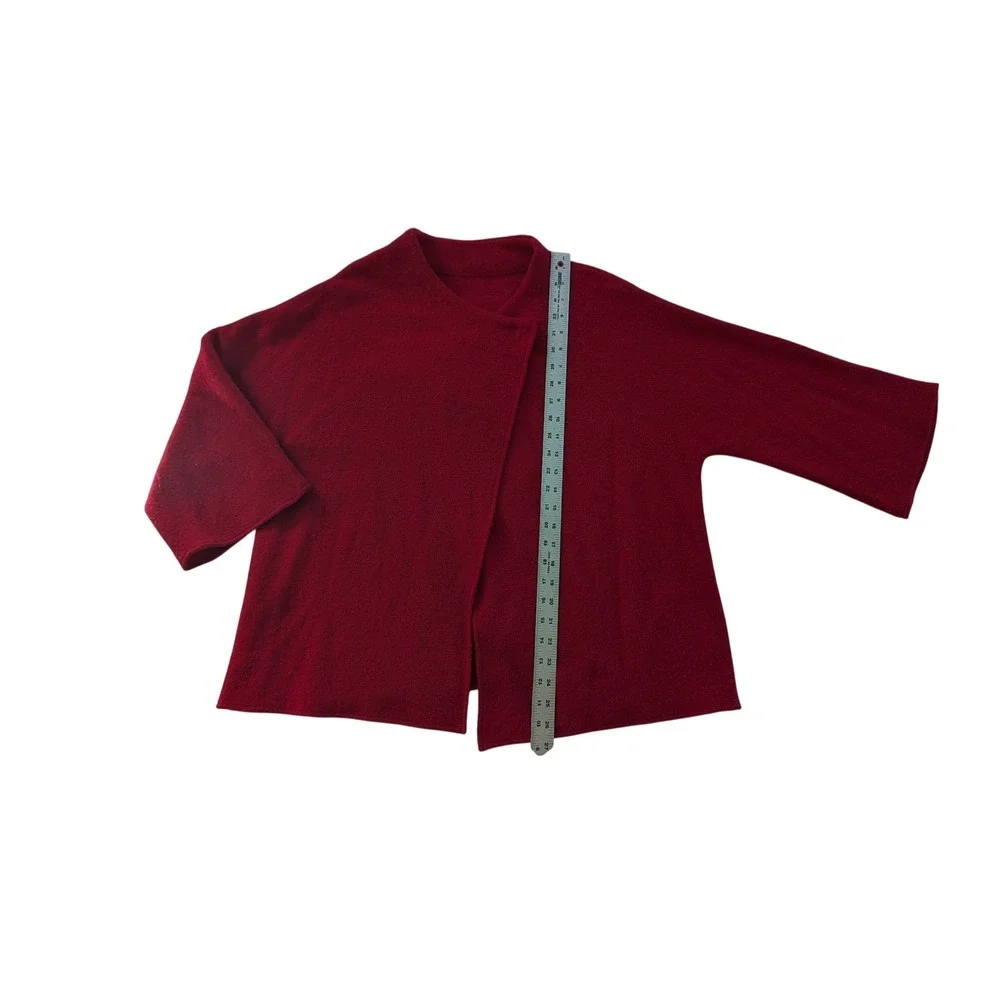 Unbranded Wool Cape Women M Red Asymmetrical Wrap Coat Old Money Minimalist‎